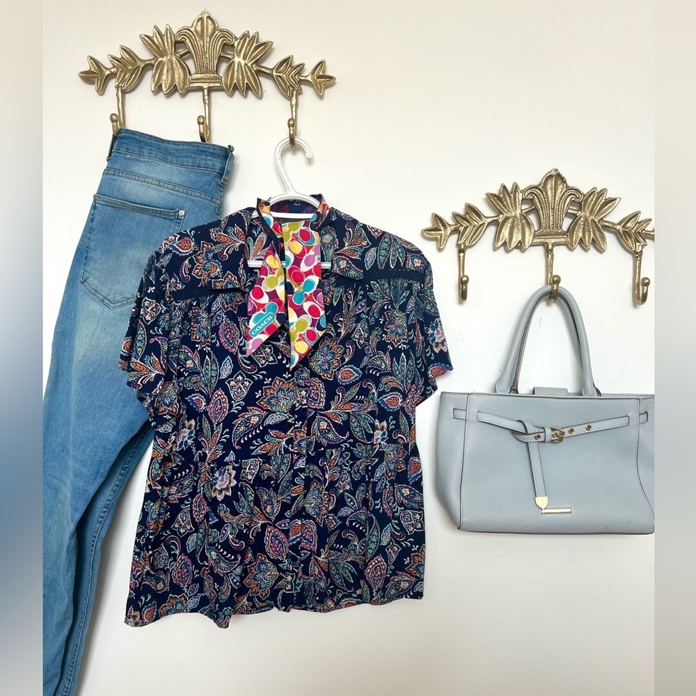 Floral short sleeve peplum L